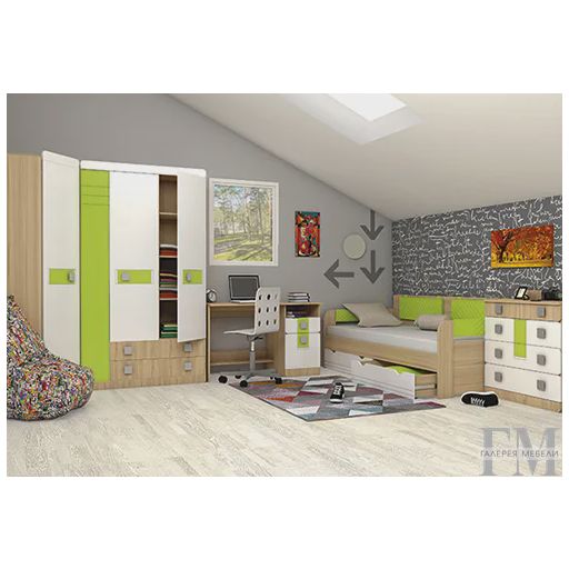 Детская кровать-тахта «Стиль 900.4», Лайм (900x2000)